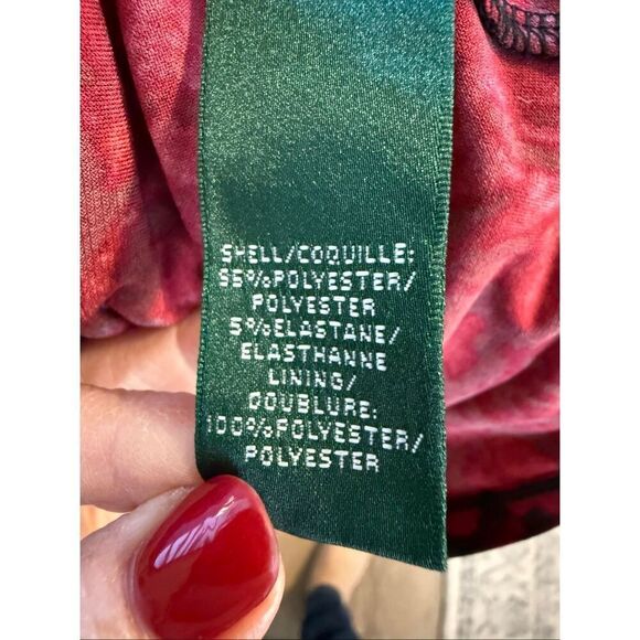 Ralph Lauren 4 Knee Length Crossover Dress Red Black Floral Victorian Cocktail - Picture 9 of 10